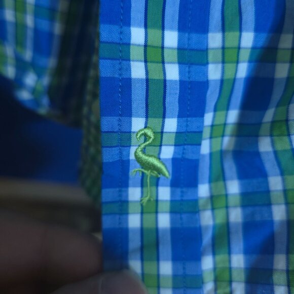 Tailorbyrd Large Tall Blue Green Plaid Short Sleeve Button Down Shirt Mens - Picture 6 of 8